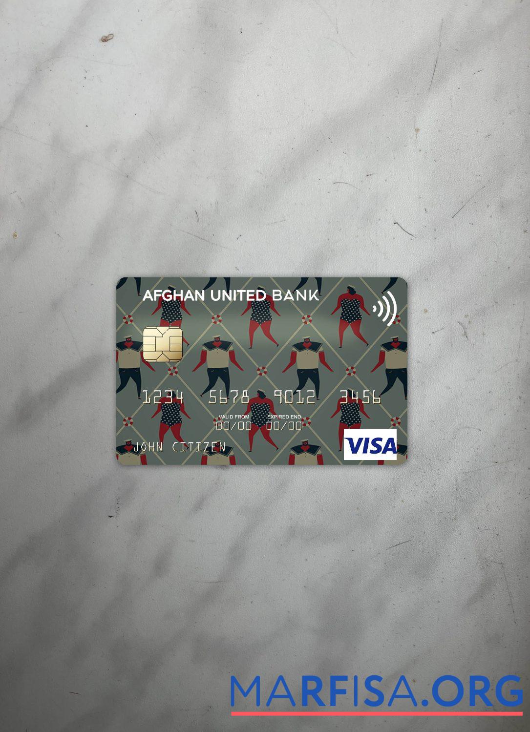 Downloadable Afghanistan Afghan United Bank visa card photolook front example